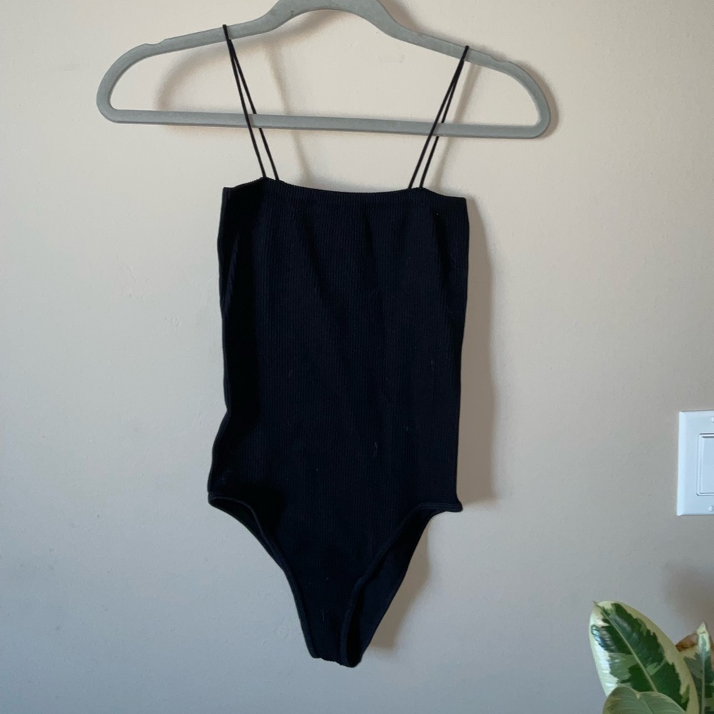 Classic black ribbed bodysuit